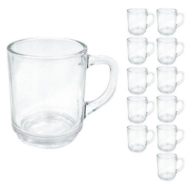 Imagem de Jogo 12 Canecas De Vidro Lisa 250ml Transparente Praticasa