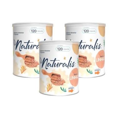 Imagem de Óleo de Linhaça Naturalis 120 Cápsulas Kit com 3 Latas