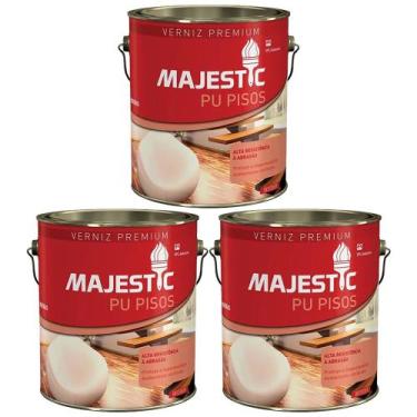 Imagem de 3 Verniz Pu Incolor Brilhante Majestic 3,6lt Assoalho Renner