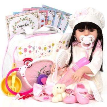Imagem de Bebê Reborn Realista Morena Siliconada 52cm Bolsa Acessórios - Cegonha