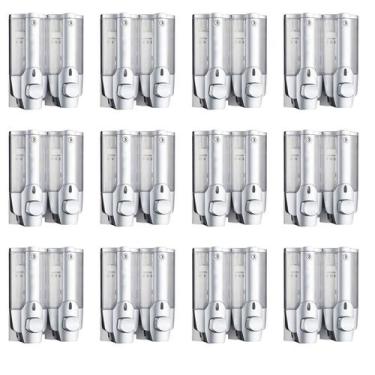 Imagem de Dispenser Duplo Kit 12 Unidades Sabonete Liquido Shampoo Alcool em Gel