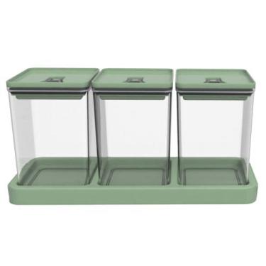 Imagem de Kit 3 Potes Organizadores Herméticos Dubai Verde 1,5 Litros - Unitermi