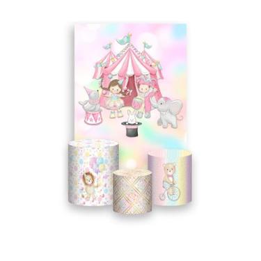Imagem de Painel De Festa Vertical 1,50 x 2,20 + Trio De Capas Cilindro - Circo 