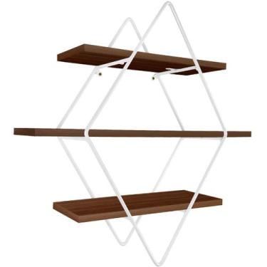 Imagem de Prateleira Tripla Estante Decorativa Livros Quarto Sala Losan Aço MDF 