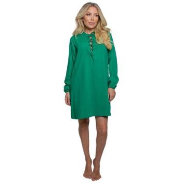 Imagem de Vestido Chemise Curto Com Decote Trançado Liso Manga Longa Saída De Pr