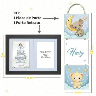 Imagem de Kit Infantil Bebê com Placa de Porta Maternidade e Porta Retrato com O