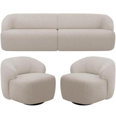 Imagem de Sofá 3 Lugares Curvo Orgânico com 02 Poltronas Para Sala Living 220cm 