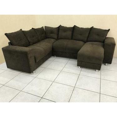 Imagem de Sofá Canto com chaise Marrom 6 Lugares - 5070