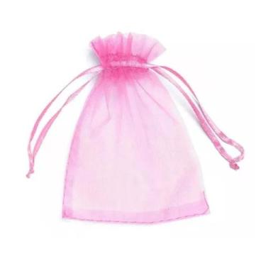 Imagem de 100 Saquinhos  organza 9x12 Rosa lembrancia artesanato - OKABOX