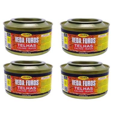 Imagem de Kit 4 Massa Veda Furos Trincas Fissuras Telhas 330g Allchem