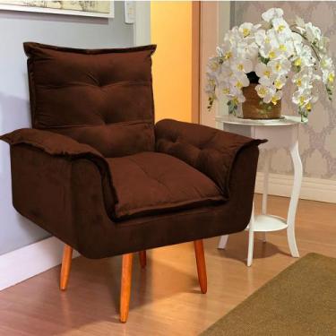Imagem de Poltrona Opalla Cadeira Decorativa Suede Marrom Café para Escritório S