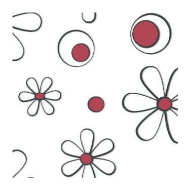 Imagem de York Wallcoverings BT2715 Gráfico Loopy Daisy com Splashy Color Dot Center Papel de Parede, Candy Apple Red/Preto Onyby/Branco Brilhante