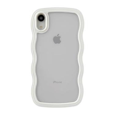 Imagem de Caseative Capa para iPhone Xr, linda moldura ondulada encaracolada à prova de choque macia compatível com capa para iPhone (branca, iPhone Xr)