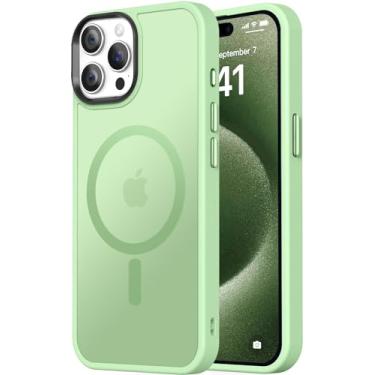 Imagem de Thomo Capa magnética forte para iPhone 15 Pro Max, [compatível com Magsafe] [teste de queda de grau militar de 3 pés] Capa protetora fina fosca translúcida para iPhone 15 Pro Max de 6,7 polegadas