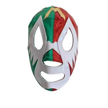 Imagem de Deportes Martinez Mil Mascaras Semi-Professional Lucha Libre Mask Adult Size Mascara de Luchador for Cosplay or Professional Lucha Wrestling Premium Quality White-Red-Green