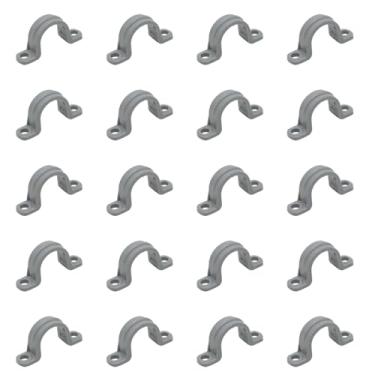 Imagem de TOMSHIELE 20 peças de tiras de tubo de PVC, braçadeiras de conduíte de plástico confiáveis de 2 furos para montagem segura e organizada de conduítes de tubos de PVC e cabos certificados pela UL para