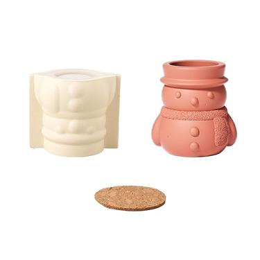 Imagem de Boowan Nicole Molde de pote de vela vencedor do boneco de neve Cheery Molde de vaso de vela de concreto Molde de lata de vela de cimento para o Natal