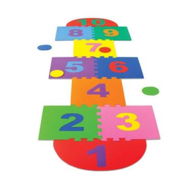 Imagem de Tapete Infantil Eva Amarelinha 10 Placas E 4 Discos 0830 - Nig Brinque