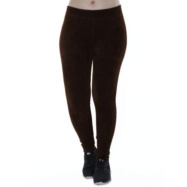 Imagem de Calça Legging Feminina Anistia Veludo Cotele Grossa Marrom, G