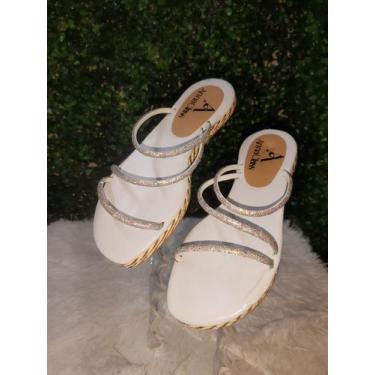 Imagem de sandália Rasteirinha com Brilho - annaclass, 36, Branco