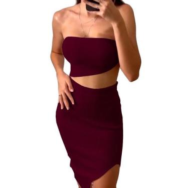 Imagem de Conjunto Feminino Saia Midi + Top Faixa Cropped Multiformas Amarrações