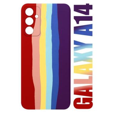 Imagem de Capa Capinha case aveludada Arco Iris LGBT Compatível Galaxy A14 4G A1