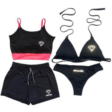 Imagem de Conjunto Duo com Bojo + Biquíni estampas refletivas - Gringas Model, P