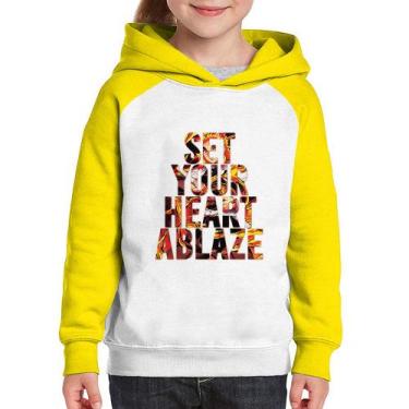 Imagem de Moletom Infantil Set your heart ablaze - Foca na Moda, Branco, Amarelo