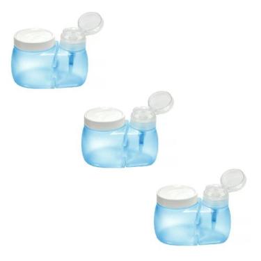 Imagem de 3 Kit Porta Algodão e Dosador De Acetona Manicure Azul - Santa Clara