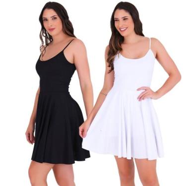 Imagem de Kit 2 Vestidos Ribana Godê Rodado Catarina - Click Mais Bonita, Preto,