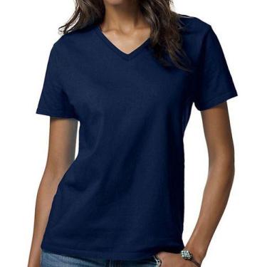 Imagem de Baby Look Gola V Camiseta Feminina Básica Blusinha Algodão - Vesttuari