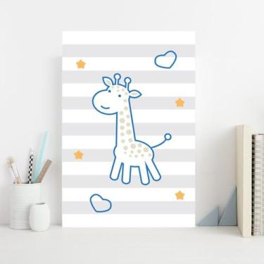 Imagem de Placa Decorativa MDF Infantil Girafa Azul 30x40cm - Quartinhos