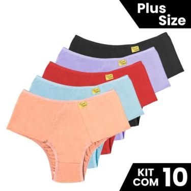 Imagem de Kit 10 Calcinhas Conforto Grávida Pós Parto Microfibra Plus Size Com P