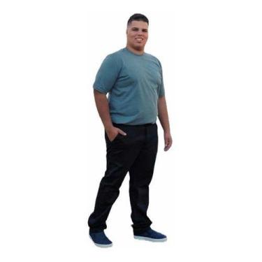 Imagem de Calça Masculina Reta Sarja Elastano Tamanho Grande Plus Size 46ao54 - 