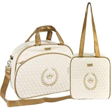 Imagem de Kit Bolsa Maternidade Puppi Coroa Palha e Dourado M e P - Talismã