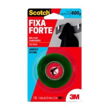 Imagem de Fixa forte transparente 12mm x 2m - 3m fita dupla face 3m scotch prati
