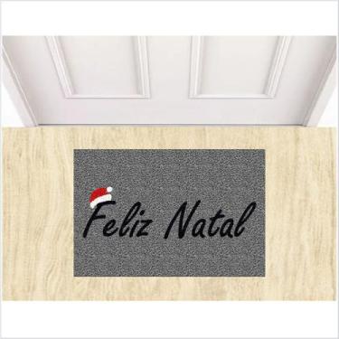 Imagem de Tapete feliz natal na cor cinza gorro papai noel. decoração de natal p
