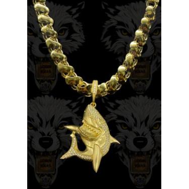 Imagem de Corrente friso S 12mm Moeda antiga + Pingente tubarão  - Lobin jóias 