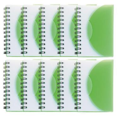 Imagem de Kit 10x Mini Caderneta Capa Plástica 8x11cm 80 Folhas Sem Pauta Verde 