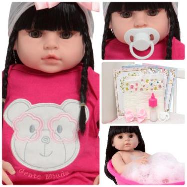 Imagem de Bebê Reborn Com Cabelo Preto Corpo 100% Vinil Siliconado - Cegonha Reb