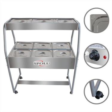 Imagem de Buffet Self Service 6 Cubas Quente 3 Frias Inox Restaurante Mesa Carri