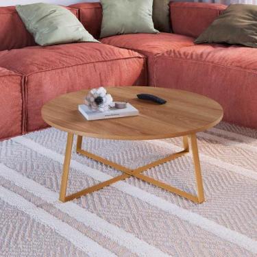 Imagem de Mesa de Centro Redonda Para Sala Estilo Industrial 80 cm - Artesano SE