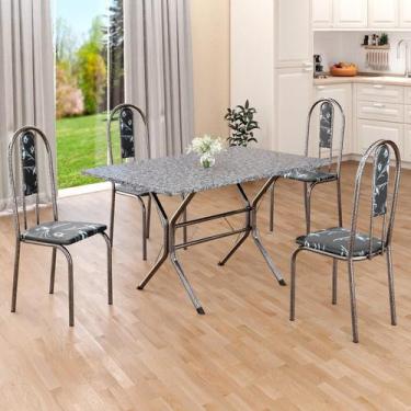 Imagem de Conjunto Sala de Jantar Mesa Retangular 100x60cm Tampo Granito Ocre 4 