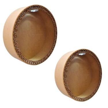 Imagem de Kit 2 Nicho Redondo Arabesco com Led 23x12/30x12 Mdf Madeira - ATACADÃ