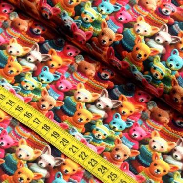 Imagem de Tecido Estampado Para Patchwork - Floresta em Crochê : Servos (0,50x1,
