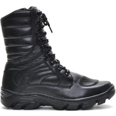 Imagem de Bota Coturno Masculino Motoqueiro em Couro Sapattaria dos Pés Preto, 3