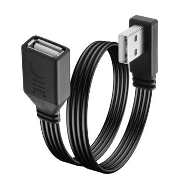 Imagem de JSADZKJ Cabo USB 2.0 de 90 Graus, USB A Macho para Fêmea, Cabo Curto Plano, Carregamento/Transferência, Compatível com Laptop, TV, Teclado, Impressora, Pen Drive USB