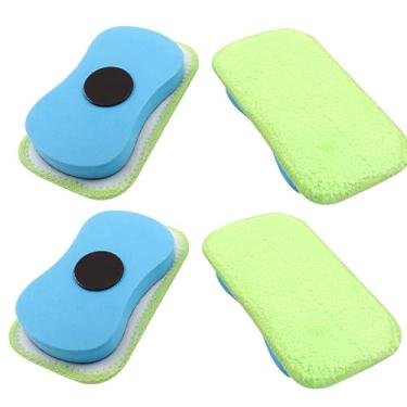 Imagem de Coufce Pacote com 4 borrachas de quadro-negro de microfibra, borrachas magnéticas laváveis e reutilizáveis para quadros-negros e quadros brancos, espanador de limpeza sem poeira para casa, sala de