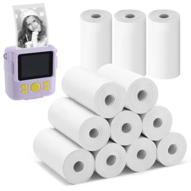 Imagem de Pacote com 12 rolos de papel para câmera infantil - papel de impressão instantânea para câmera HD infantil, rolos de papel para impressora fotográfica térmica para a maioria das crianças, presentes de