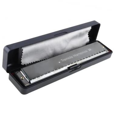 Imagem de Para Iniciantes harmônica Preto Fosco 24 Buracos 8k Titânio Gaita Tremolo Tom Keyc Harpa Boca Órgão Instrumentos Musicais